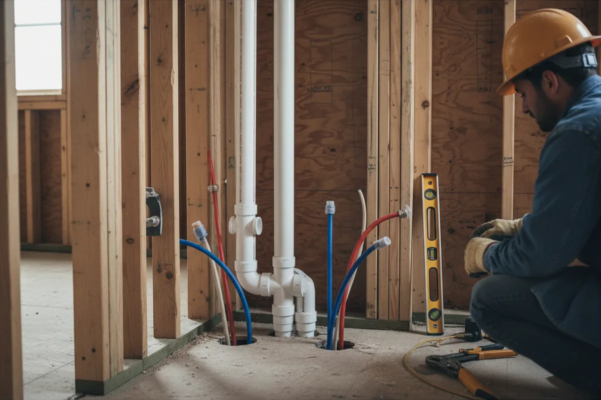 Drain and supply rough-in during Leak Detection in Johns Island